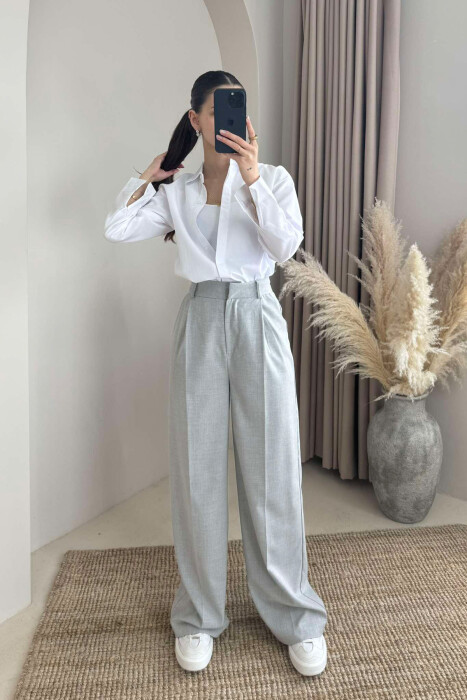 BUTTONS ONE COLOR SIMPLE WOMEN SHIRT WHITE-E BARDHE - 2