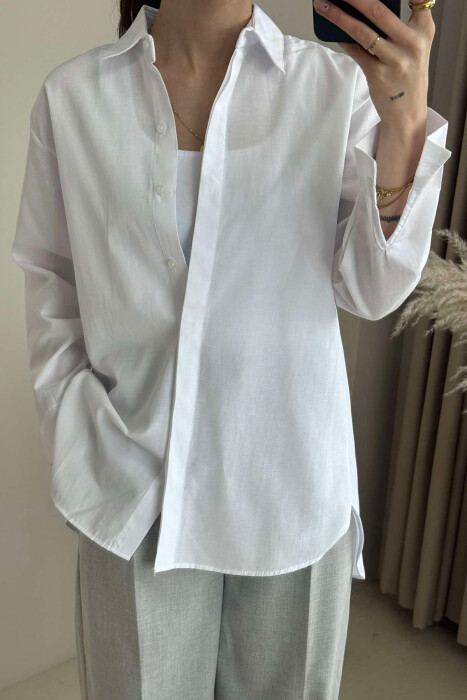 BUTTONS ONE COLOR SIMPLE WOMEN SHIRT WHITE-E BARDHE - 3