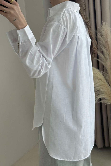 BUTTONS ONE COLOR SIMPLE WOMEN SHIRT WHITE-E BARDHE - 4