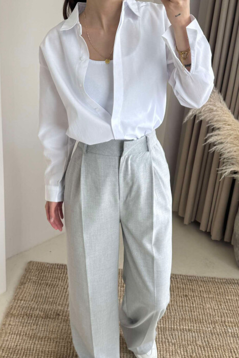 BUTTONS ONE COLOR SIMPLE WOMEN SHIRT WHITE-E BARDHE - 5