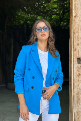 BUTTONS ONE COLOR WOMAN JACKET BLUE/BLU - 2