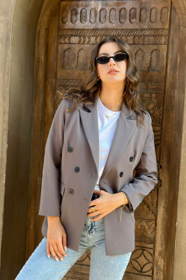 BUTTONS ONE COLOR WOMAN JACKET DARK GREY/GEE 