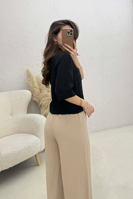 BUTTONS ONE COLOR WOMEN SHIRT BLACK/ E ZEZE - 4