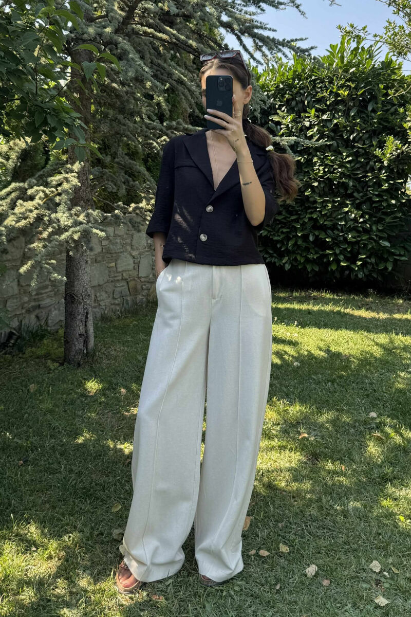 BUTTONS ONE COLOR WOMEN SHIRT BLACK/ E ZEZE - 1