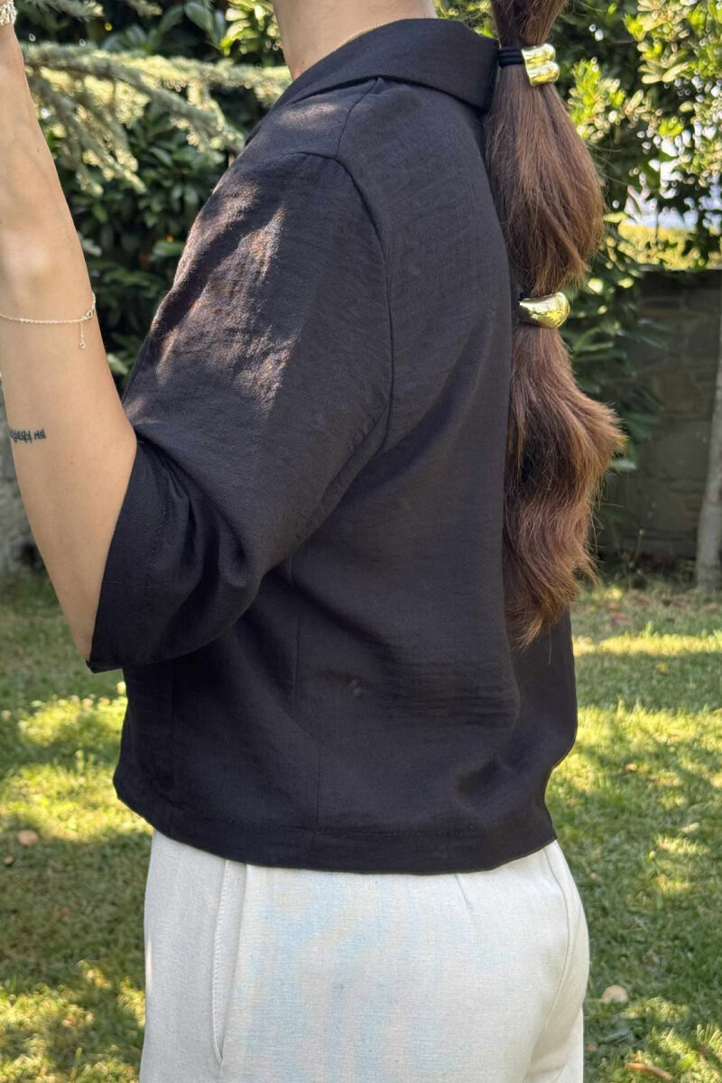 BUTTONS ONE COLOR WOMEN SHIRT BLACK/ E ZEZE - 4