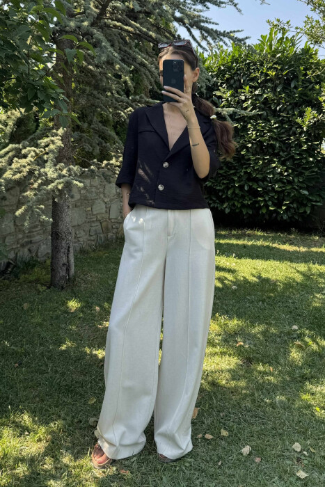 BUTTONS ONE COLOR WOMEN SHIRT BLACK/ E ZEZE 