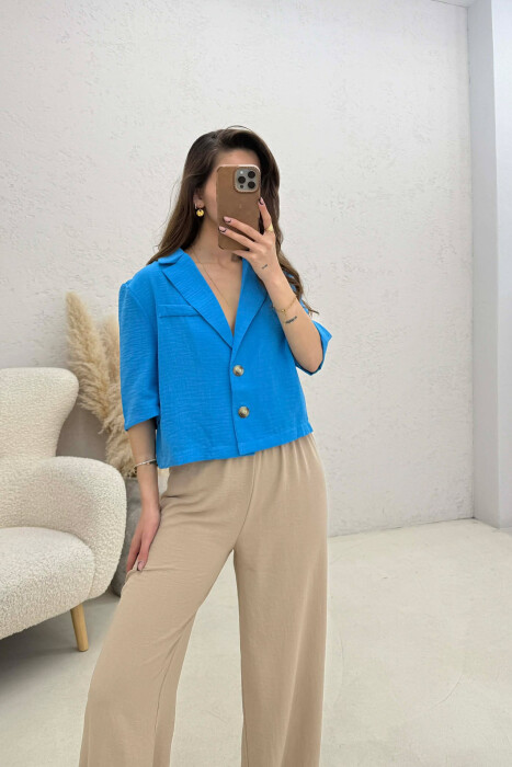 BUTTONS ONE COLOR WOMEN SHIRT LIGHTBLUE/BZ - 2