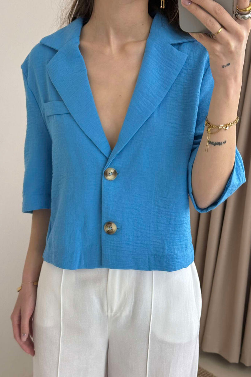 BUTTONS ONE COLOR WOMEN SHIRT LIGHTBLUE/BZ - 2