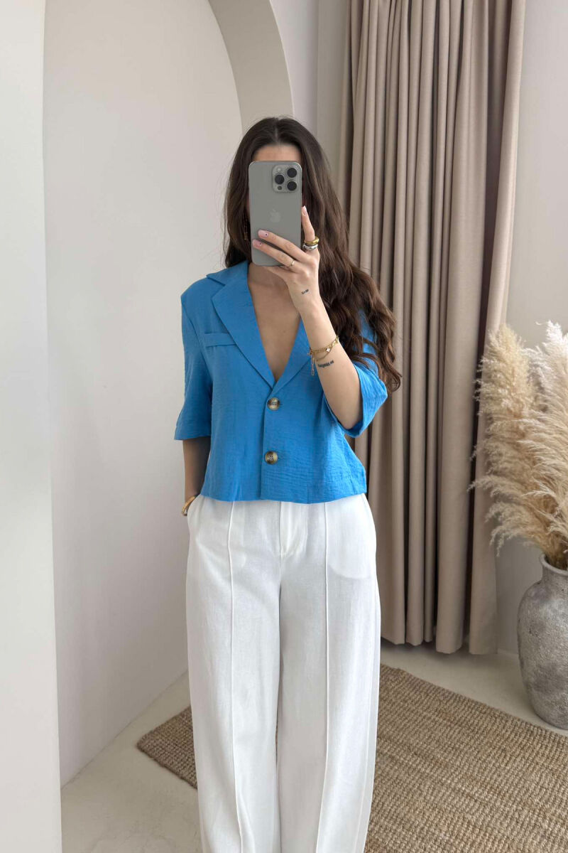 BUTTONS ONE COLOR WOMEN SHIRT LIGHTBLUE/BZ - 4