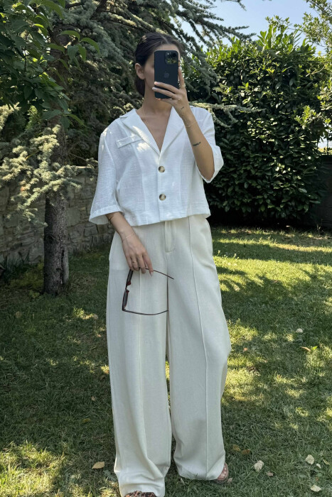 BUTTONS ONE COLOR WOMEN SHIRT WHITE-E BARDHE 