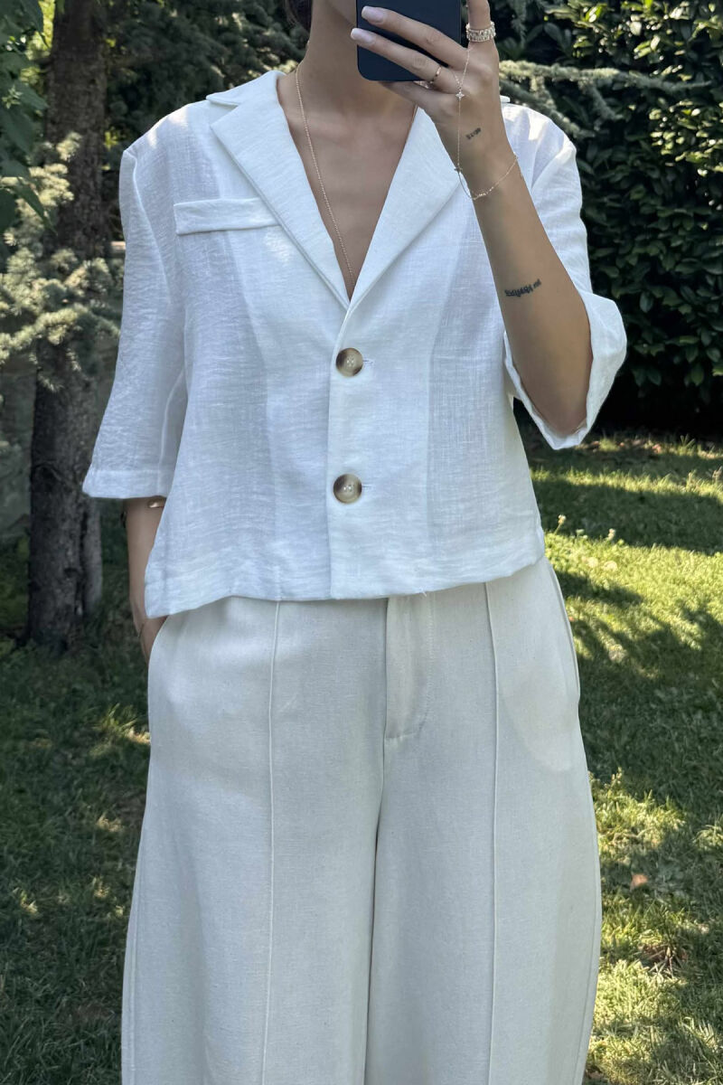 BUTTONS ONE COLOR WOMEN SHIRT WHITE-E BARDHE - 3