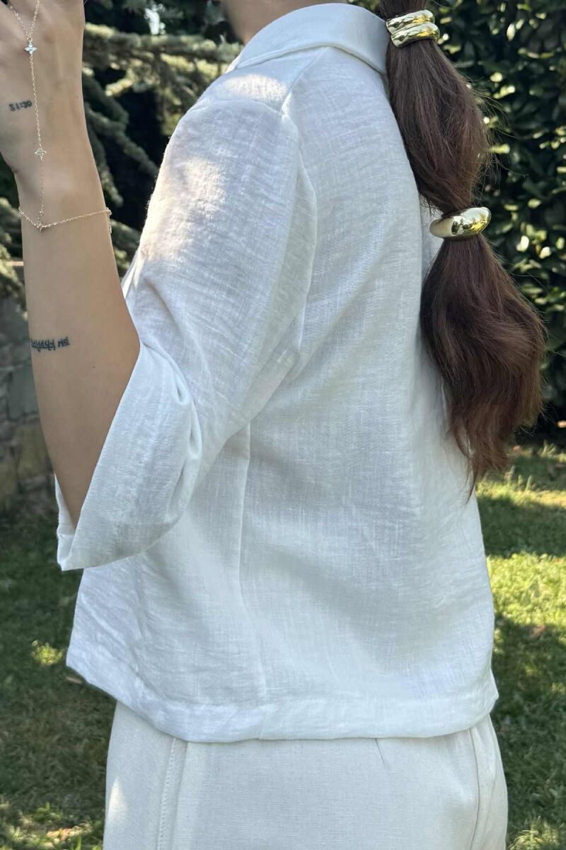 BUTTONS ONE COLOR WOMEN SHIRT WHITE-E BARDHE - 4