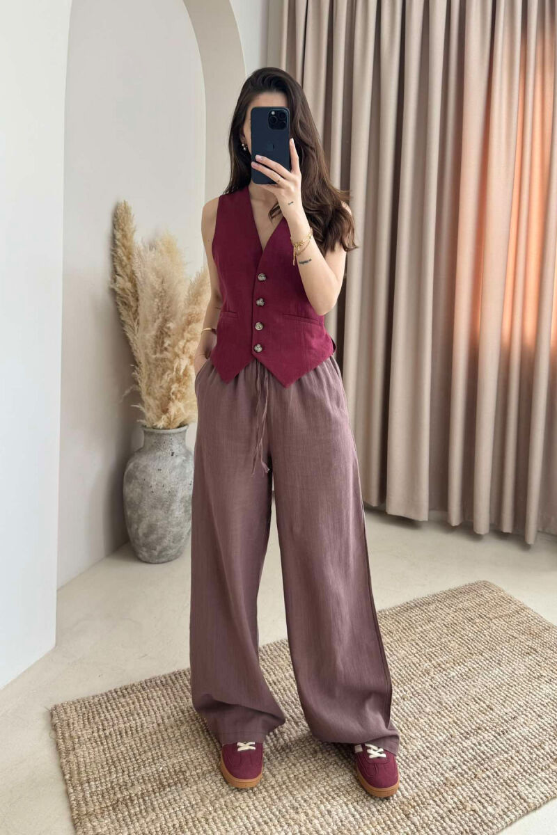 BUTTONS ONE COLOR WOMEN VEST BURGUNDY/VISHNJE - 1