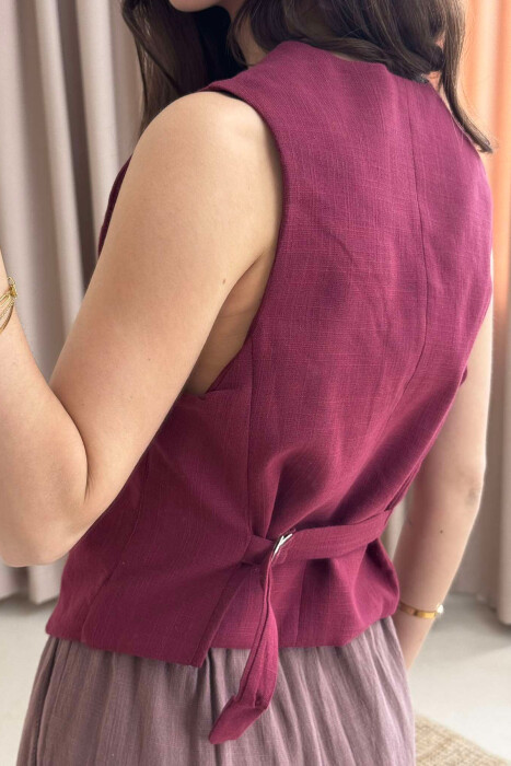 BUTTONS ONE COLOR WOMEN VEST BURGUNDY/VISHNJE - 4