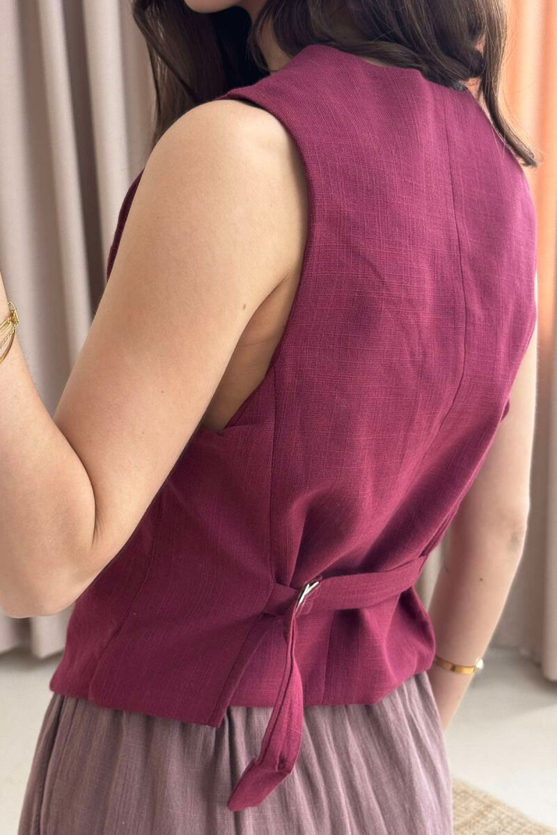 BUTTONS ONE COLOR WOMEN VEST BURGUNDY/VISHNJE - 4