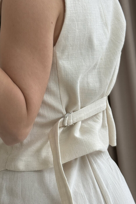 BUTTONS ONE COLOR WOMEN VEST CREAM/KREM - 2