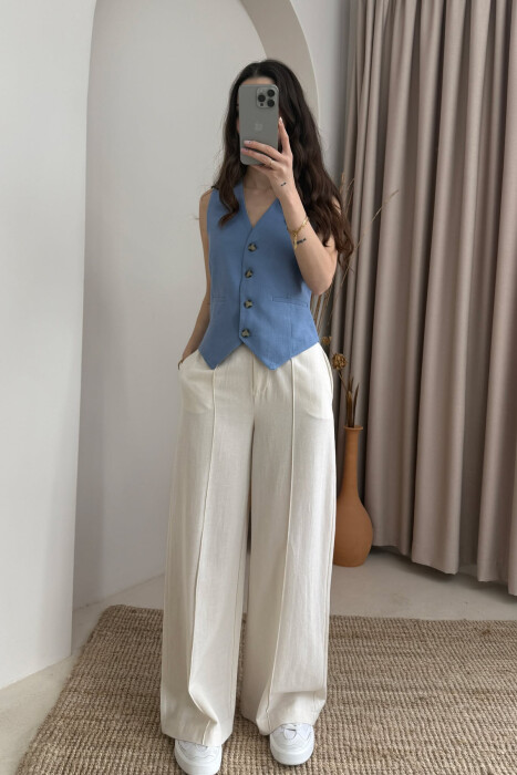 BUTTONS ONE COLOR WOMEN VEST LIGHTBLUE/BZ - 3