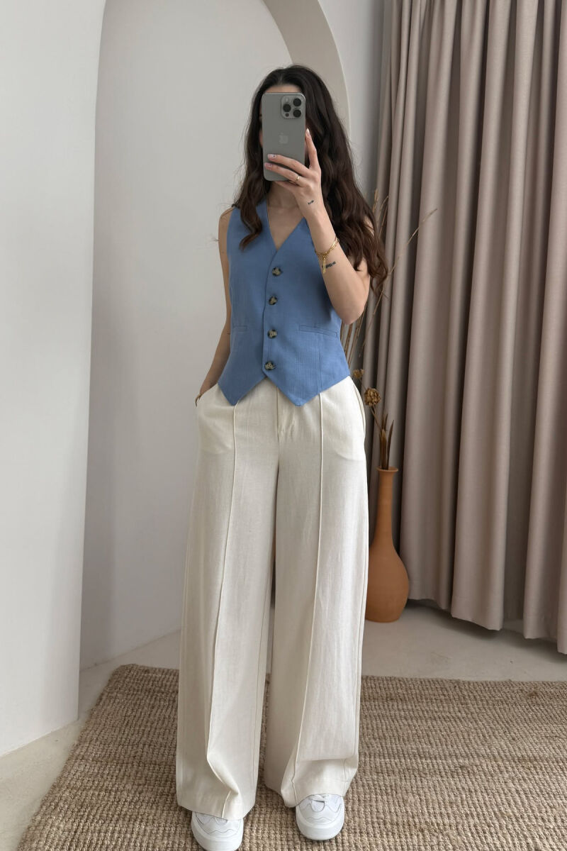 BUTTONS ONE COLOR WOMEN VEST LIGHTBLUE/BZ - 3