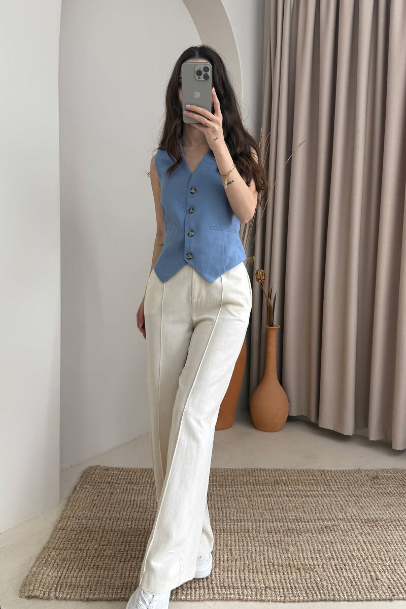 BUTTONS ONE COLOR WOMEN VEST LIGHTBLUE/BZ - 4