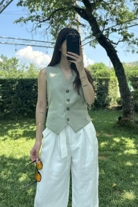 BUTTONS ONE COLOR WOMEN VEST MINT/MENTE 