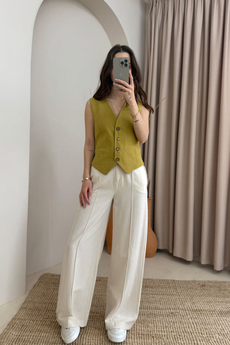 BUTTONS ONE COLOR WOMEN VEST OLIVE/ULLI - 3