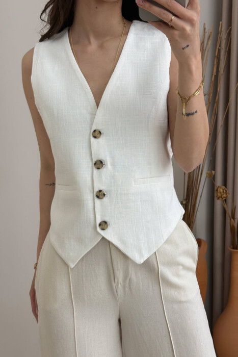 BUTTONS ONE COLOR WOMEN VEST WHITE-E BARDHE 