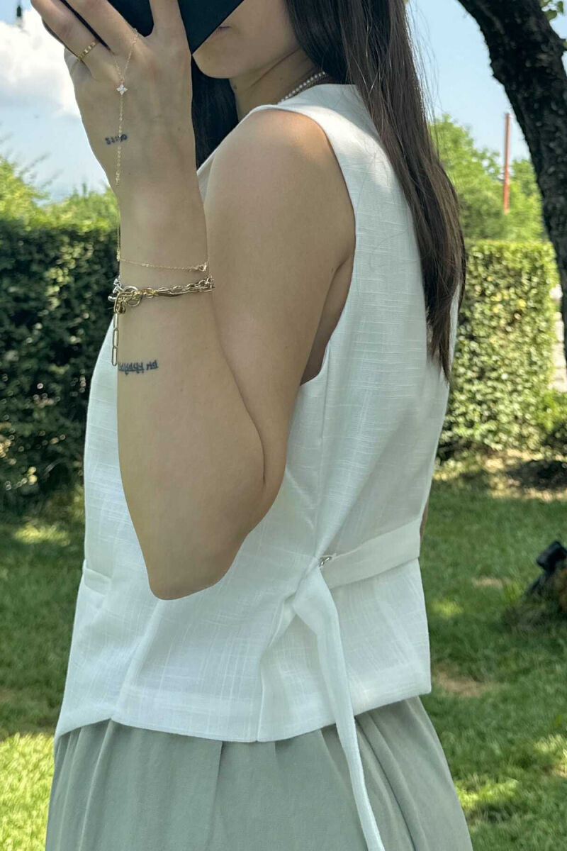 BUTTONS ONE COLOR WOMEN VEST WHITE-E BARDHE - 2