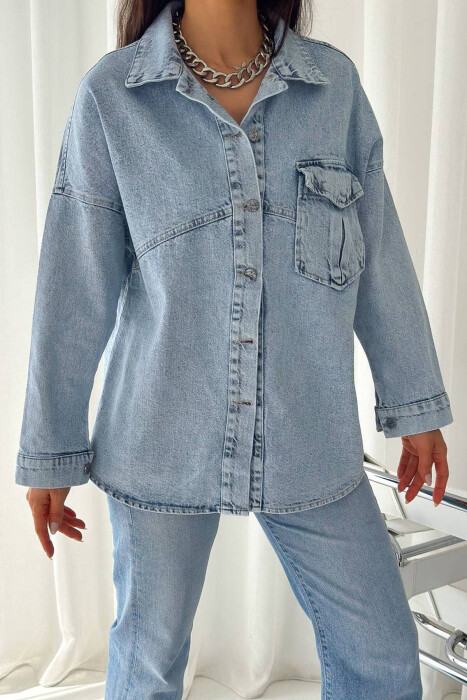 BUTTONS POCKET WOMAN DENIM JACKET LIGHTBLUE/BZ - 3