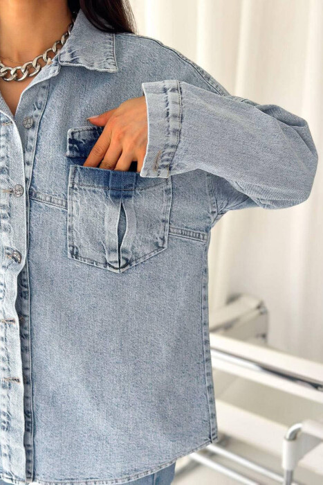 BUTTONS POCKET WOMAN DENIM JACKET LIGHTBLUE/BZ - 4