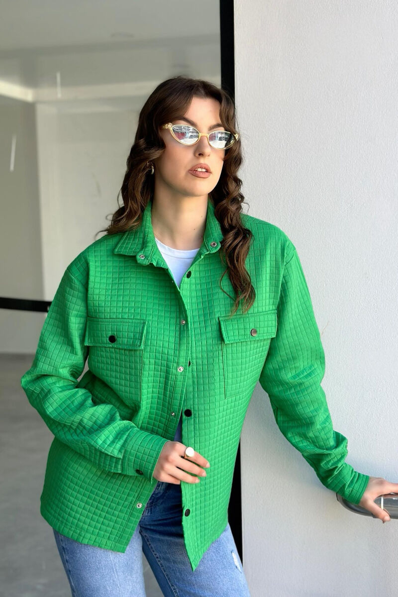 BUTTONS POCKET WOMAN SHIRT GREEN/JESHILE - 1