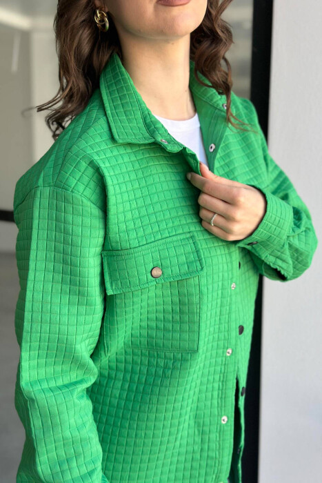 BUTTONS POCKET WOMAN SHIRT GREEN/JESHILE - 4