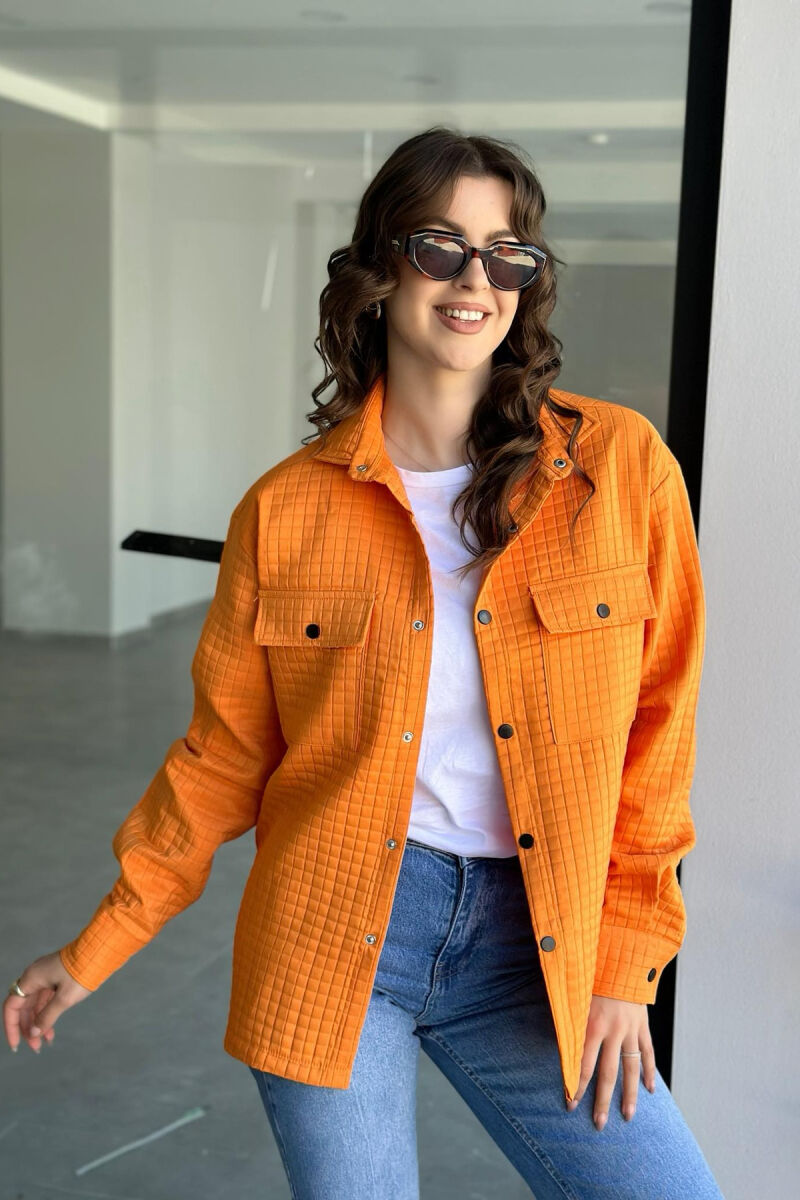 BUTTONS POCKET WOMAN SHIRT ORANGE/PORTOKALLI - 1