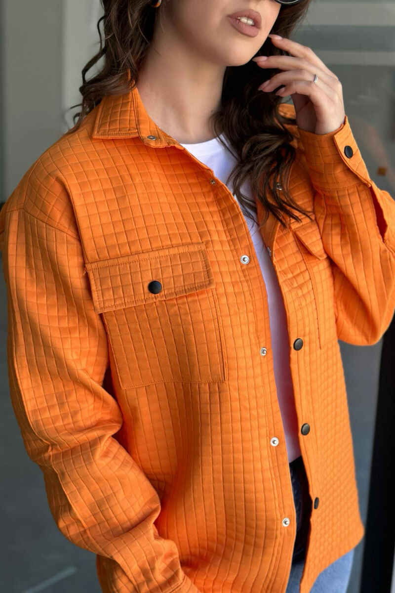 BUTTONS POCKET WOMAN SHIRT ORANGE/PORTOKALLI - 3