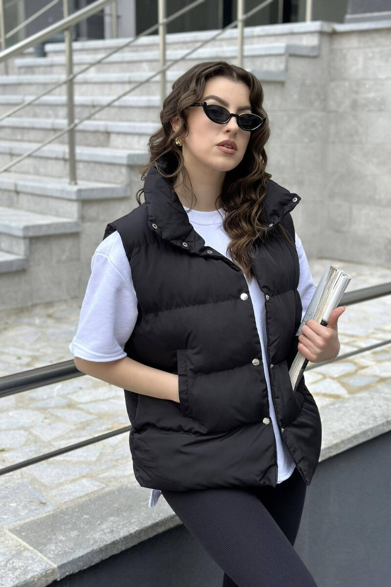 BUTTONS POCKET WOMAN VEST BLACK/ E ZEZE - 1