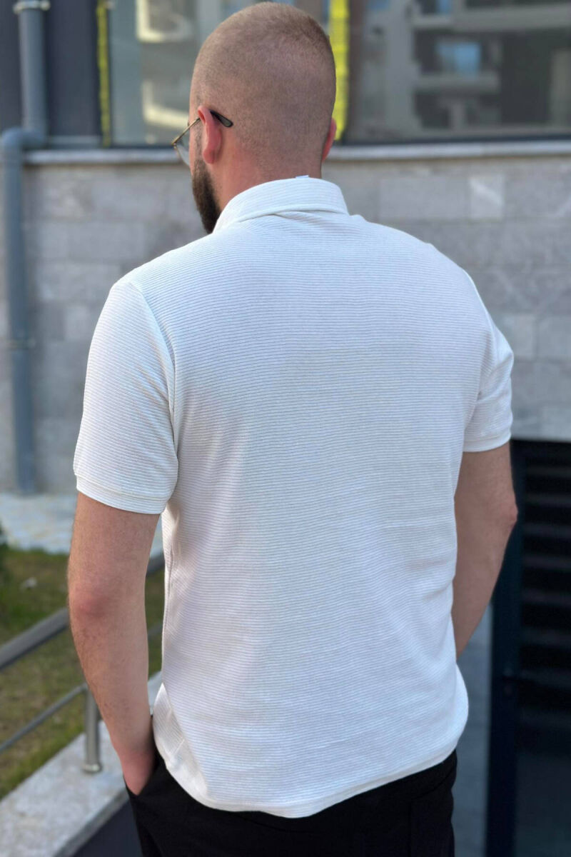 BUTTONS POLO NECK ONE COLOR MEN T-SHIRT WHITE-E BARDHE - 2