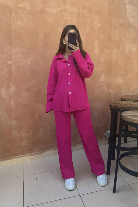 BUTTONS POLO NECK WOMAN SET FUCHSIA/CIKLAMI - 1
