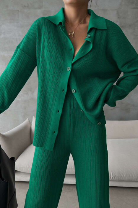 BUTTONS POLO NECK WOMAN SET GREEN/JESHILE 