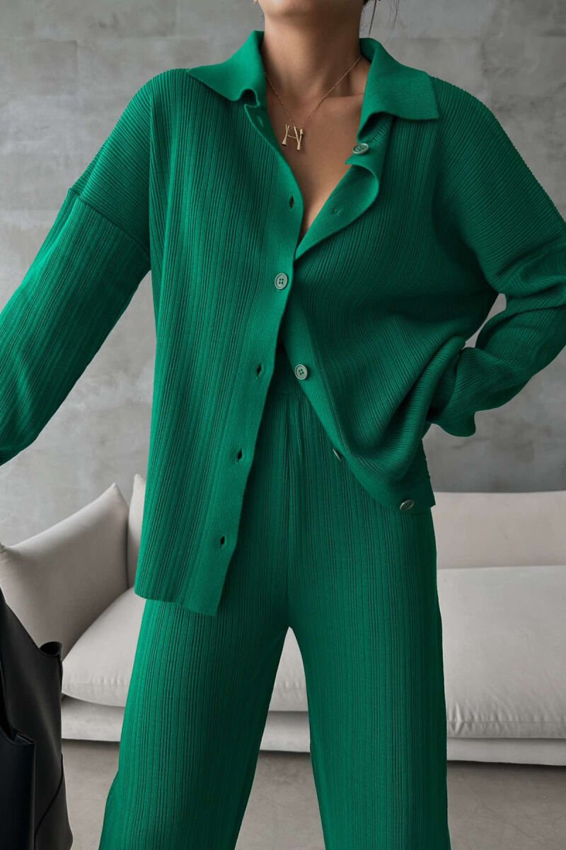 BUTTONS POLO NECK WOMAN SET GREEN/JESHILE - 1