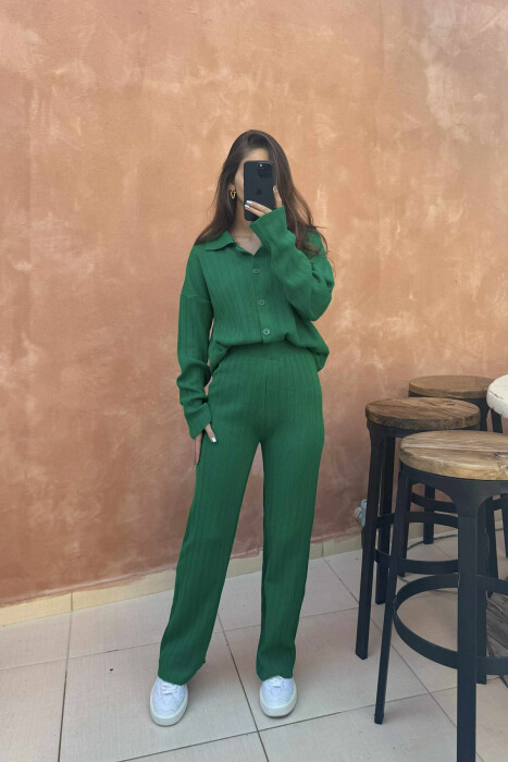 BUTTONS POLO NECK WOMAN SET GREEN/JESHILE - 1