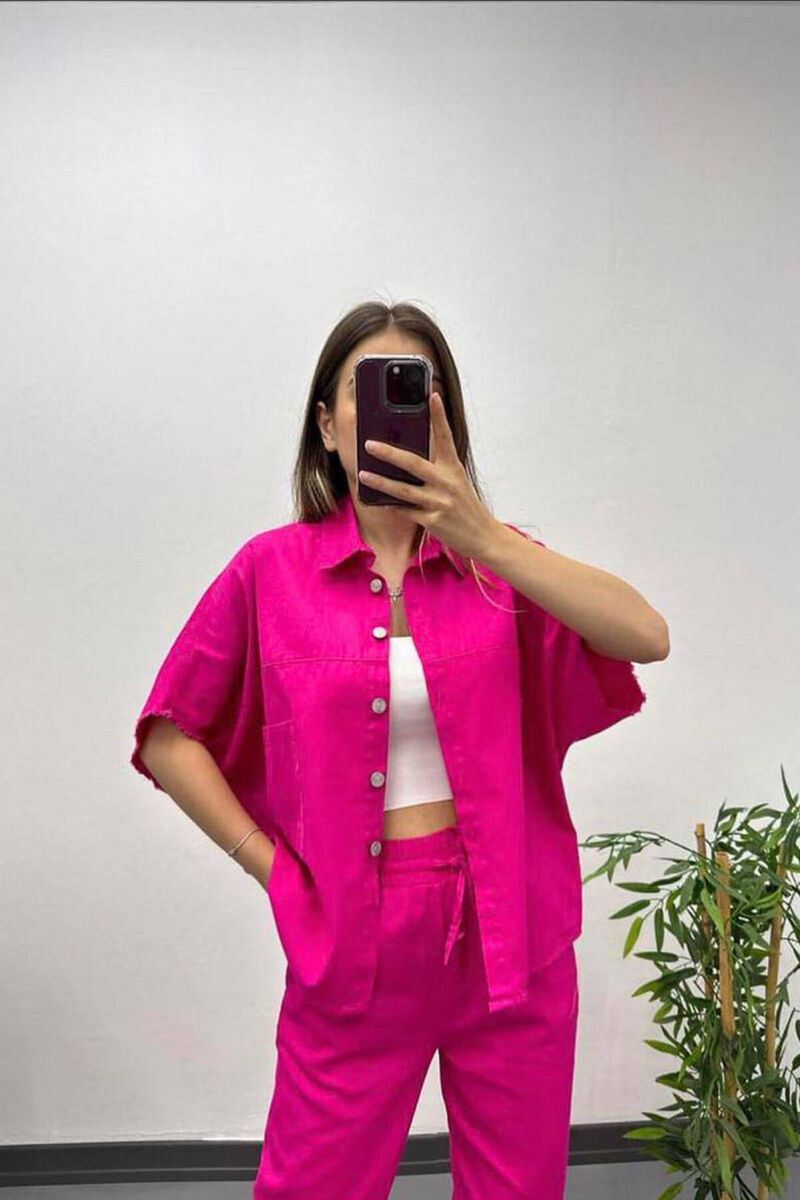 BUTTONS SHIRT AND PANTS WOMAN SET FUCHSIA/CIKLAMI - 2