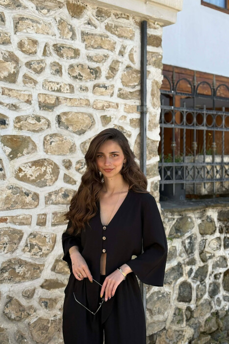 BUTTONS SHIRT + TROUSERS WOMAN SET BLACK/ E ZEZE - 3