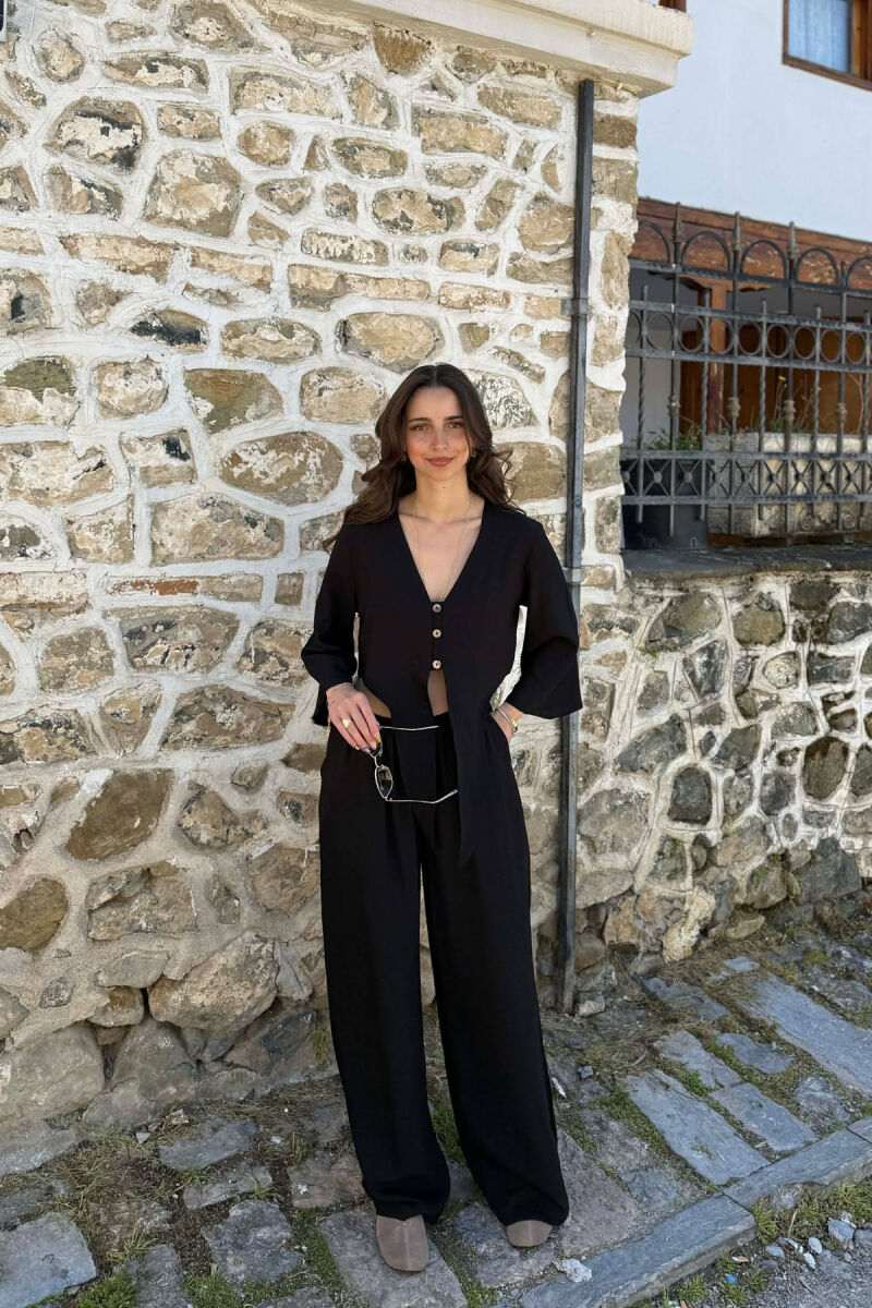 BUTTONS SHIRT + TROUSERS WOMAN SET BLACK/ E ZEZE - 4
