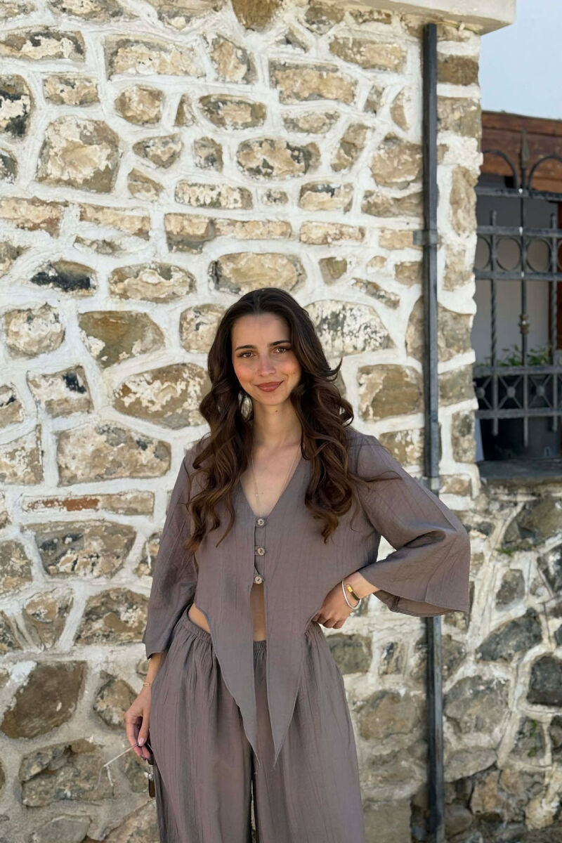BUTTONS SHIRT + TROUSERS WOMAN SET DARK GREY/GEE - 3