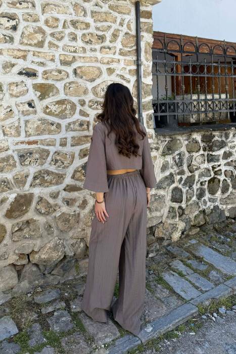 BUTTONS SHIRT + TROUSERS WOMAN SET DARK GREY/GEE - 5