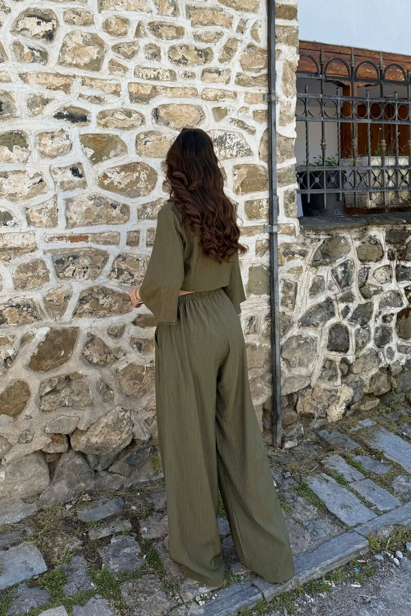 BUTTONS SHIRT + TROUSERS WOMAN SET GREEN/JESHILE - 5