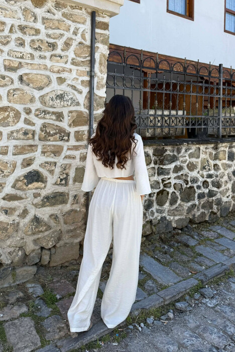 BUTTONS SHIRT + TROUSERS WOMAN SET WHITE-E BARDHE - 4