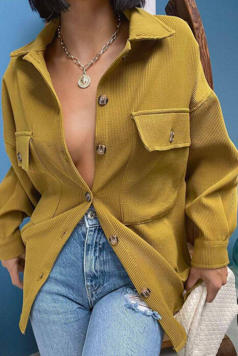 BUTTONS SIMPLE ONE COLOR WOMAN SHIRT OLIVE/ULLI 