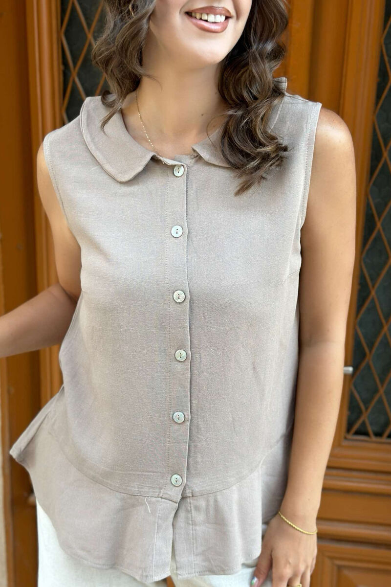 BUTTONS SIMPLE ONE COLOR WOMAN VEST BEIGE/BEZHE - 2