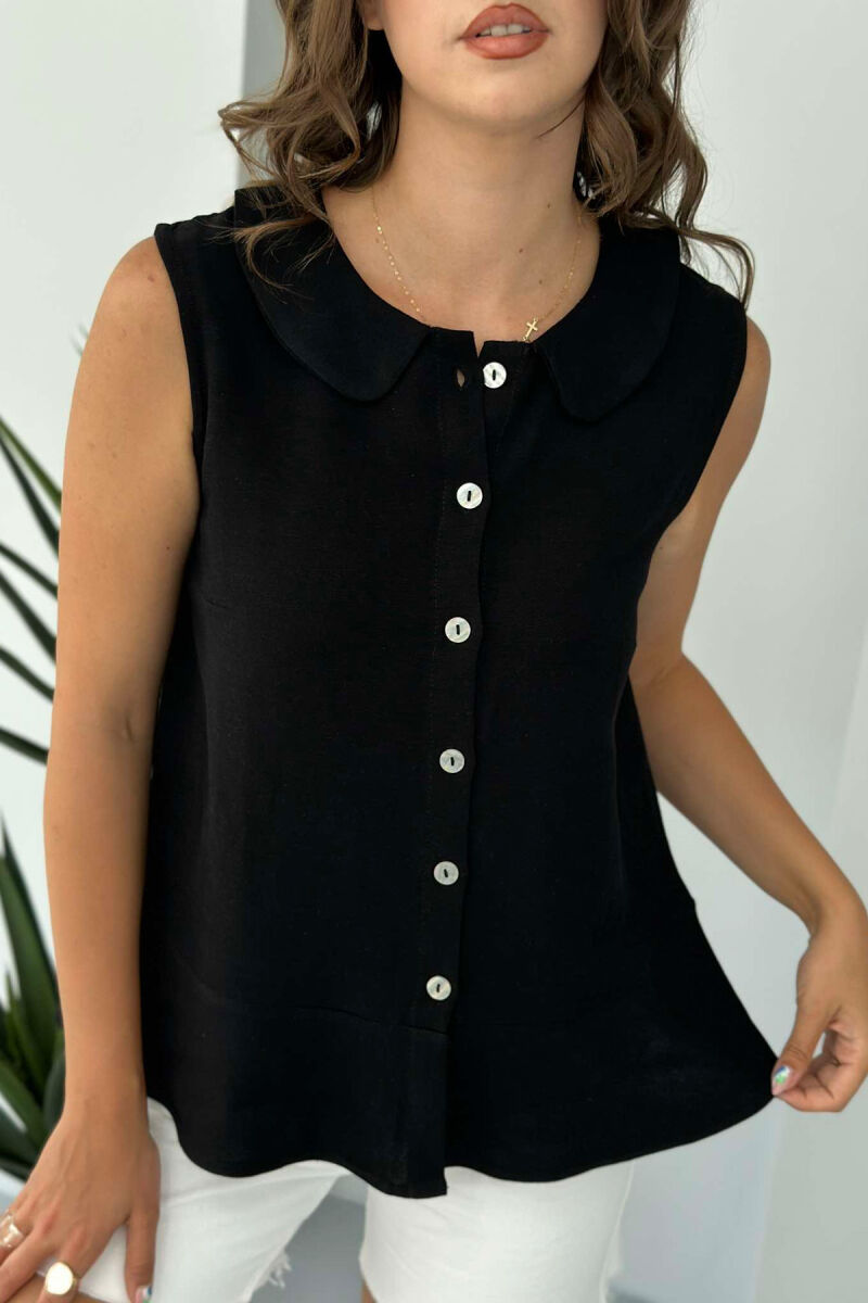 BUTTONS SIMPLE ONE COLOR WOMAN VEST BLACK/ E ZEZE - 2