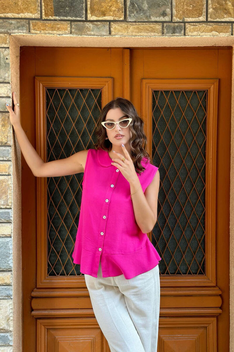 BUTTONS SIMPLE ONE COLOR WOMAN VEST FUCHSIA/CIKLAMI - 2